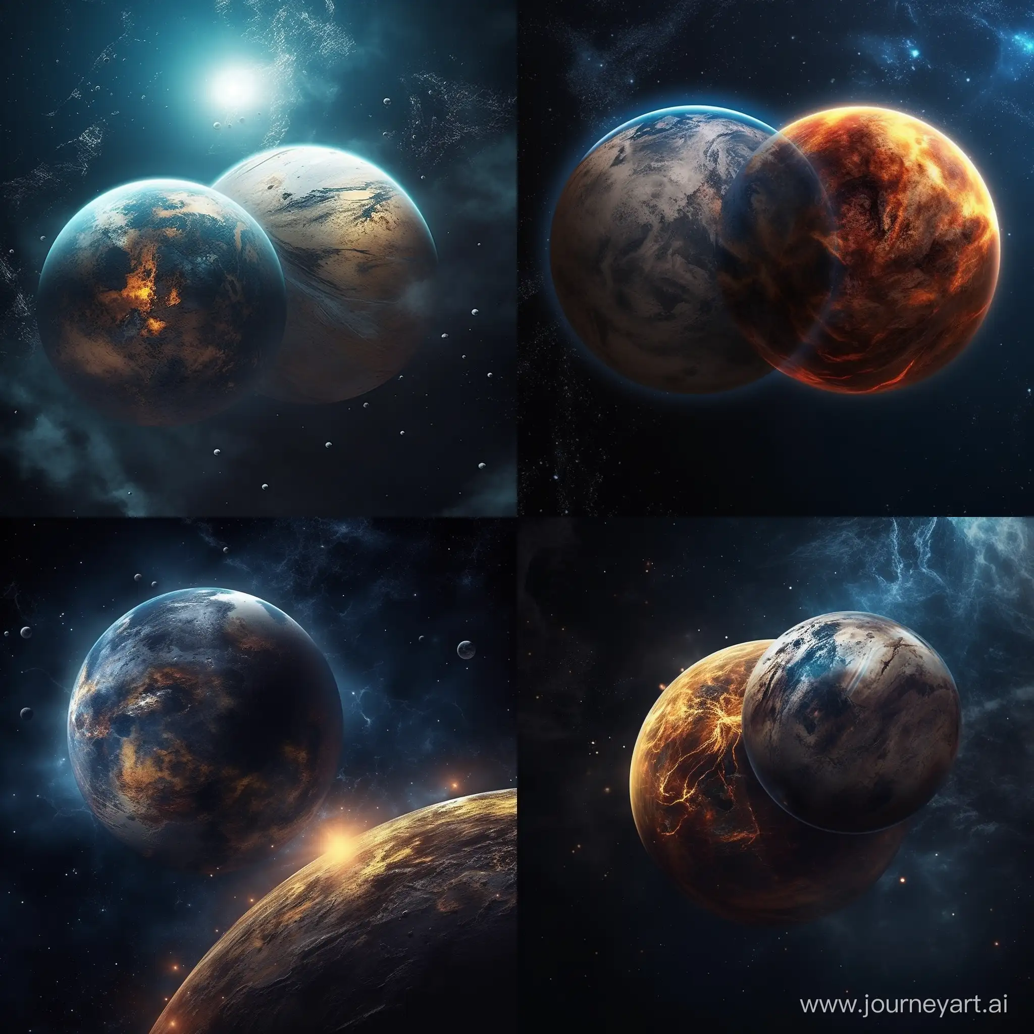 Realistic-Depiction-of-Earth-Mars-and-Jupiter-in-Dark-Yellow-and-Dark-Blue-Tones