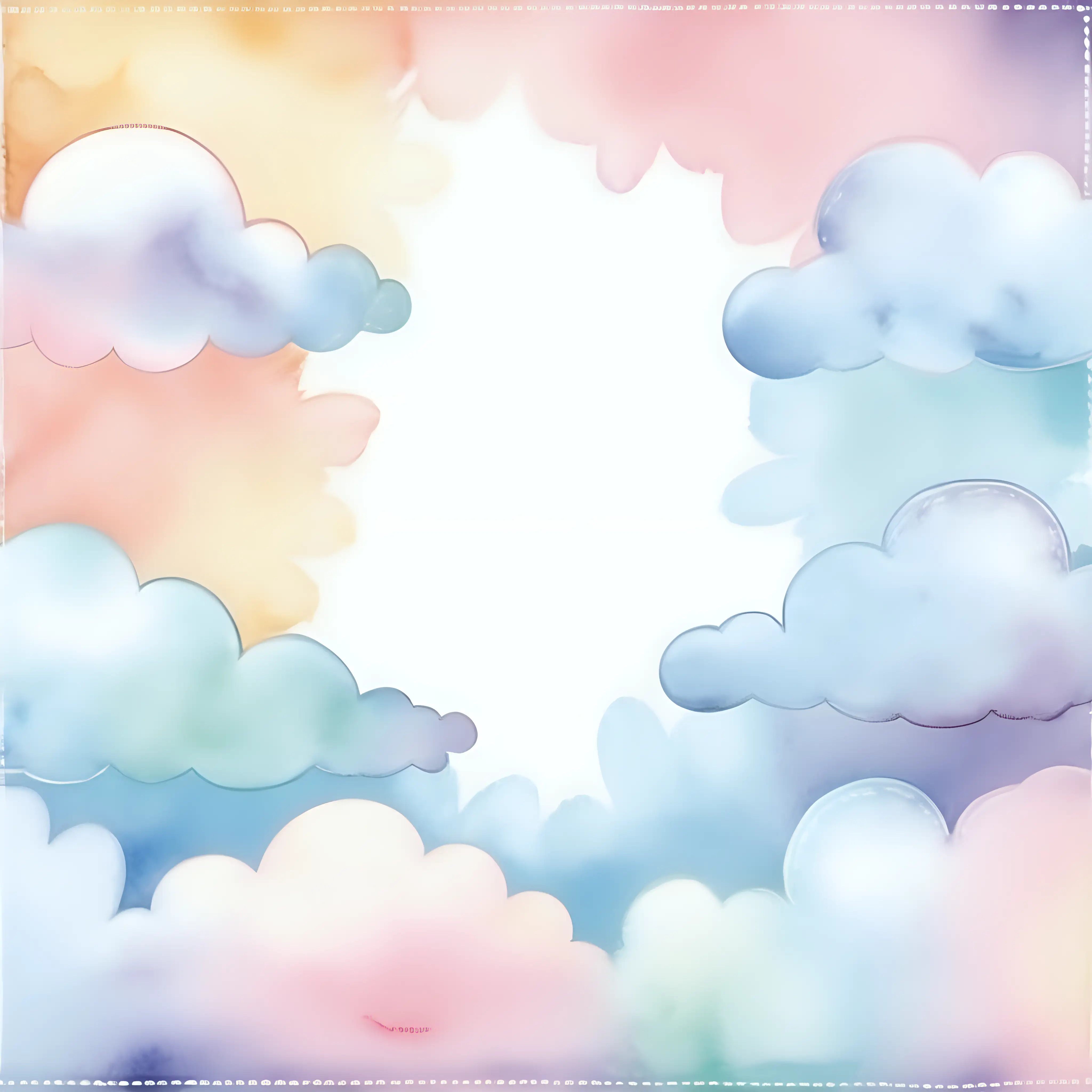 Pastel Cloud Border in Watercolored Style