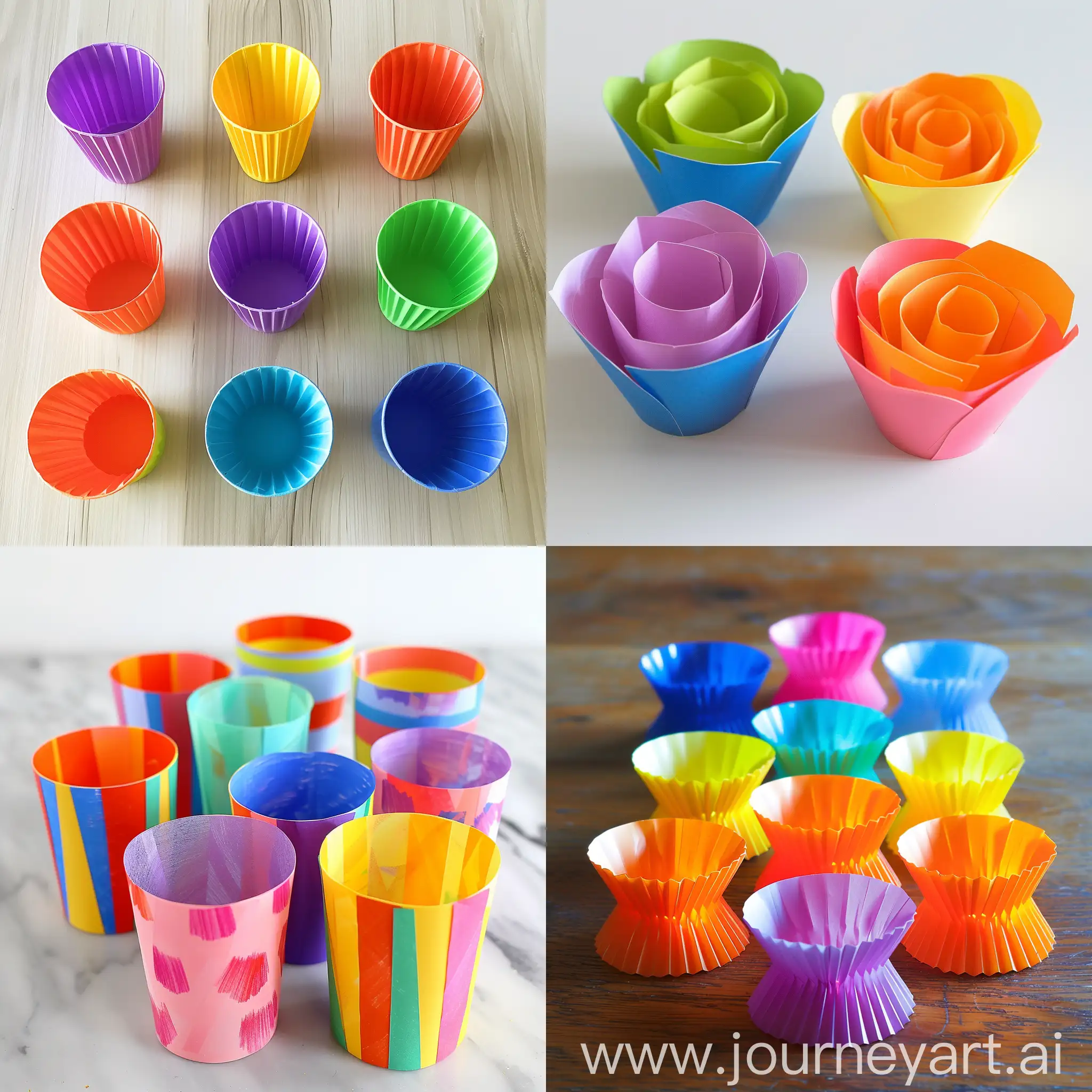 March-8th-Childrens-Craft-Colorful-Paper-and-Plastic-Cup-Creations