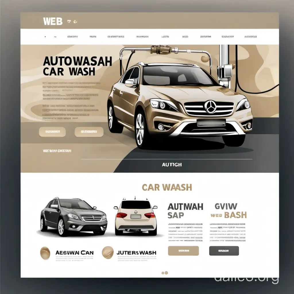 веб дизайн автомойки AUTOWASH бежевые и серые цвета 