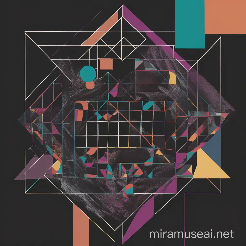 Mysterious Abstract Art Intriguing Geometric Composition in Dark Colors