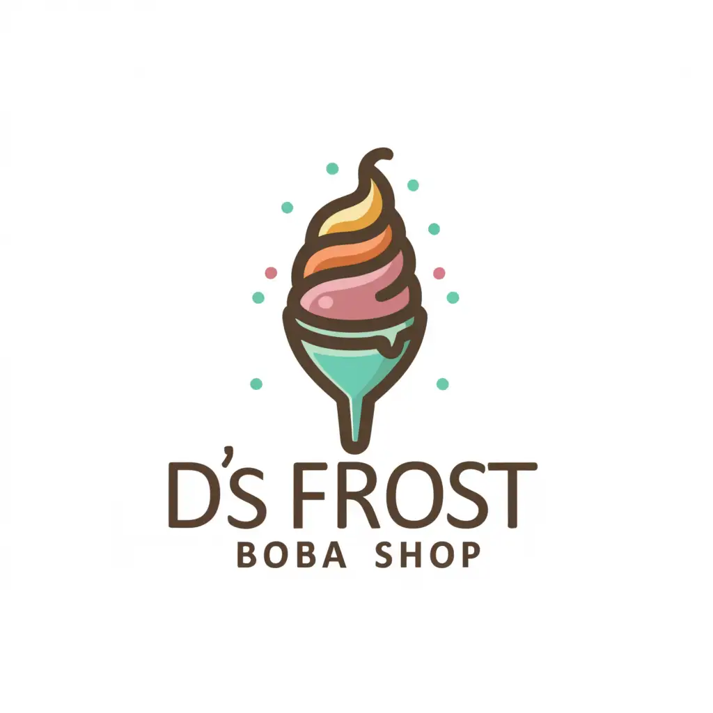 a logo design,with the text "D’s Frosty Boba Shop", main symbol:ice cream and boba,Moderate,clear background