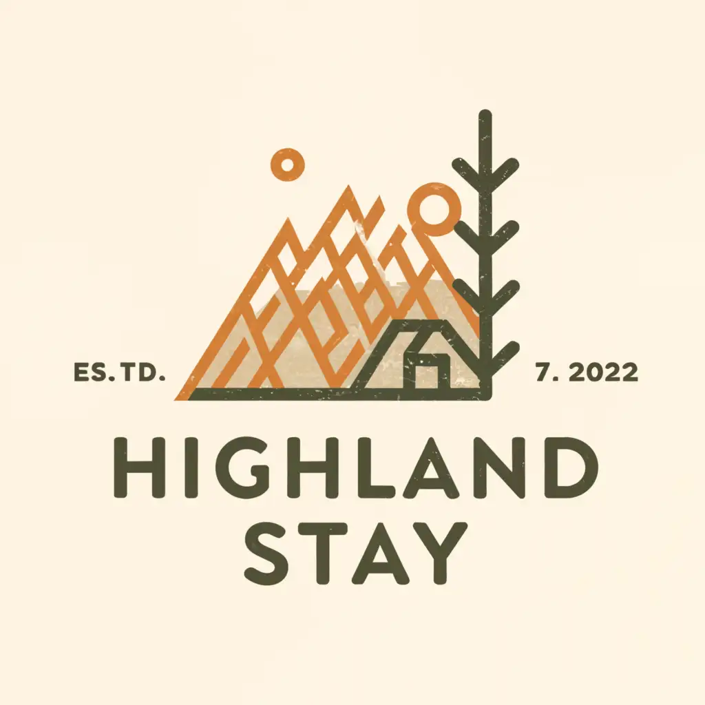 LOGO-Design-For-Highland-Stay-Tranquil-Text-with-Mountain-Silhouette-for-Home-Family-Industry