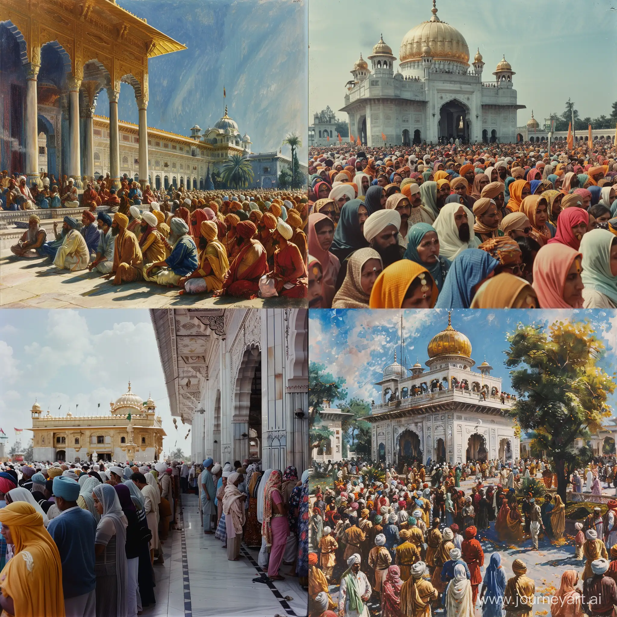 Sikh People Gathering At Gurudwara --v 6 --ar 1:1 --no 15058
