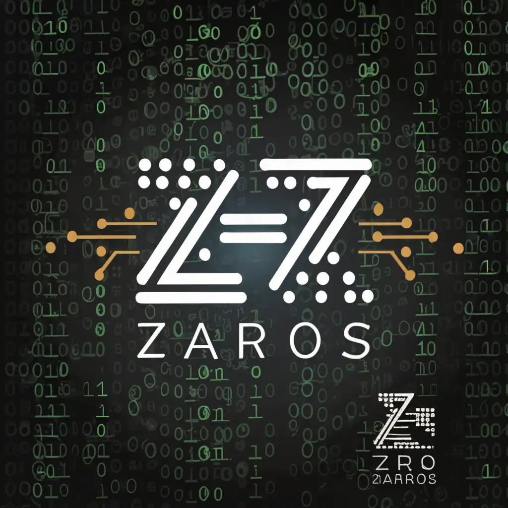 a logo design,with the text "Zaros", main symbol:coding,Moderate,be used in Technology industry,clear background