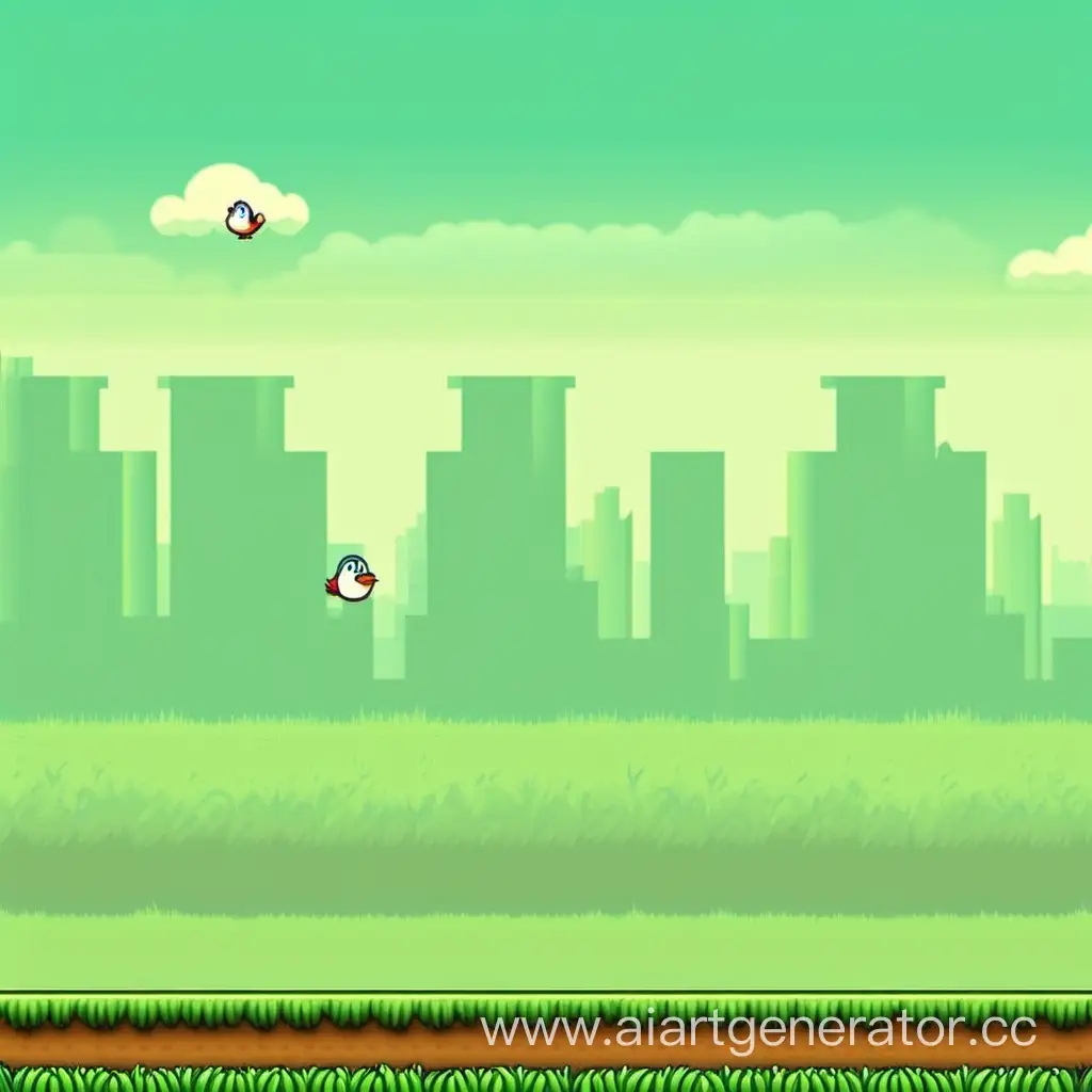 Colorful-Sky-and-Obstaclefilled-Adventures-in-Flappy-Bird-Game