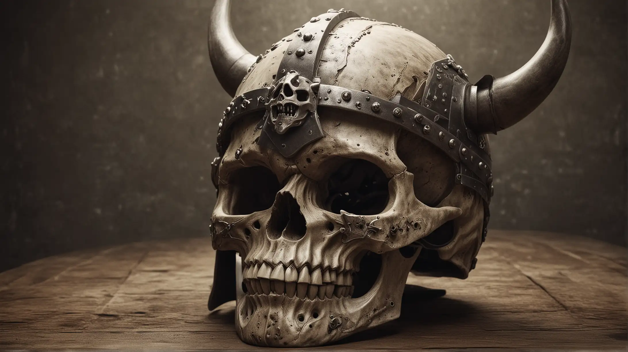 Viking Skull Helmet Art Norse Warrior Skull with Intricately Designed Viking Headgear