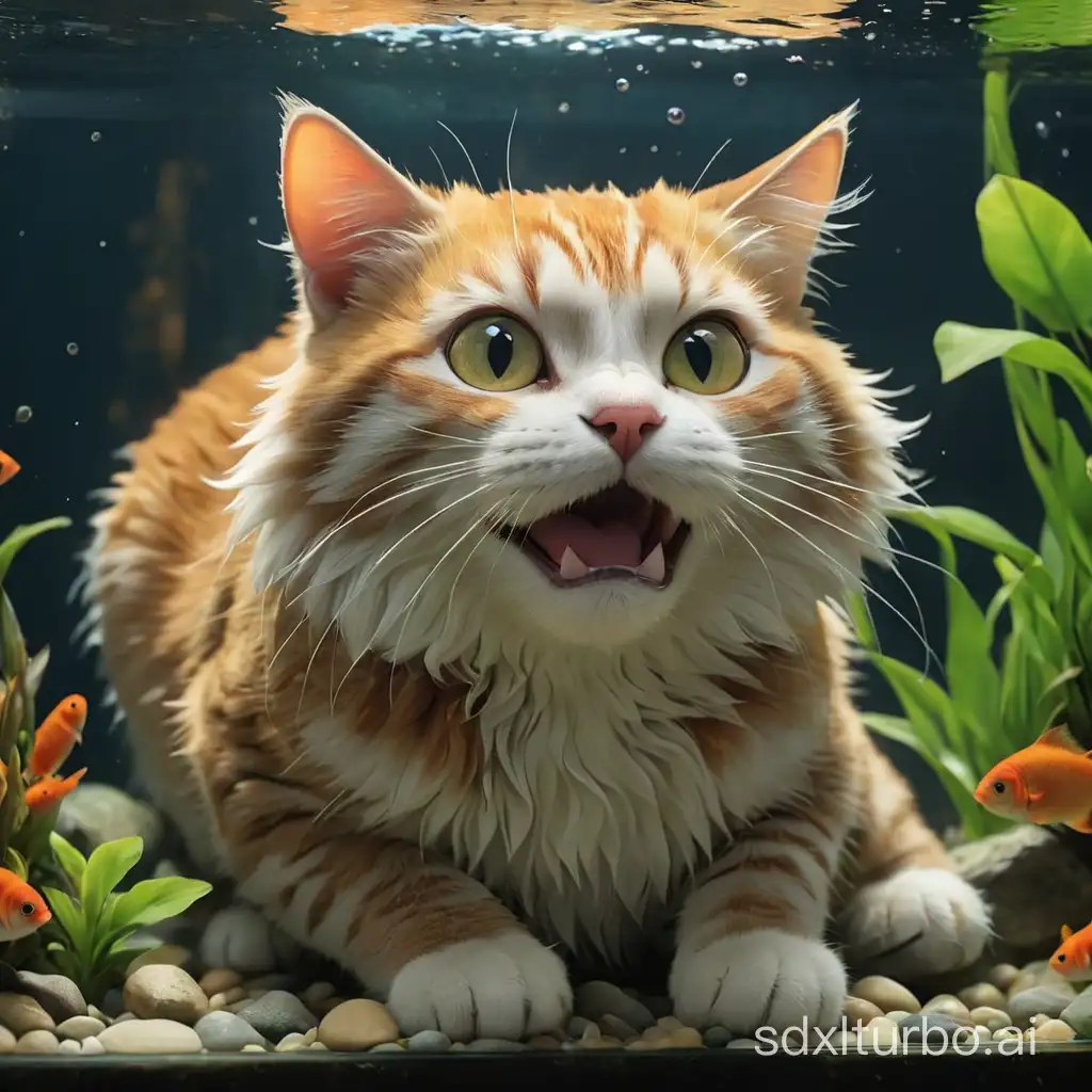 The cat in the fish tank