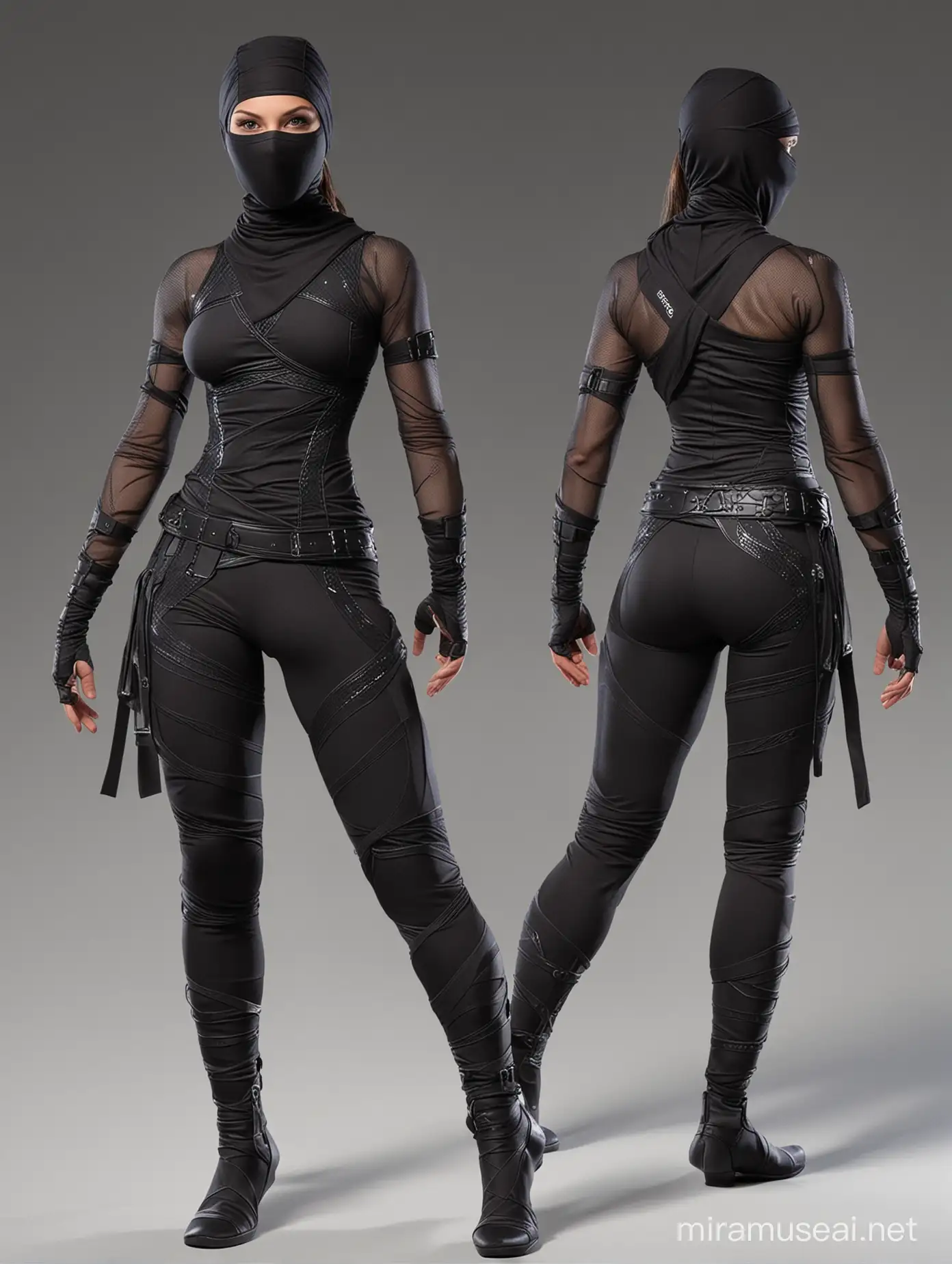 modern urban ninja, form fitting costume, mesh, costume design