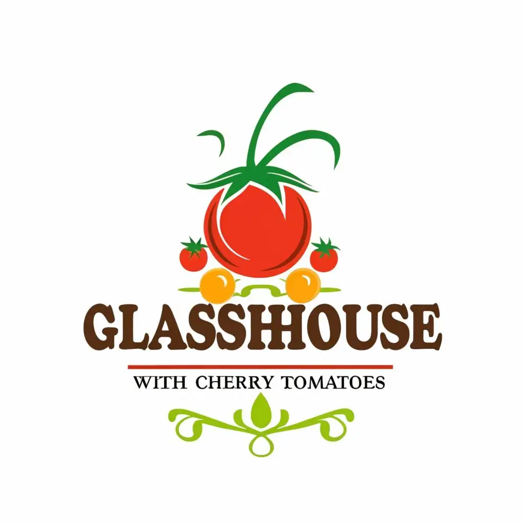 LOGO-Design-For-Glasshouse-with-Cherry-Tomatoes-Fresh-Organic-Concept-with-Typography-for-Restaurant-Industry