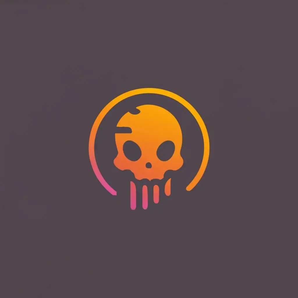 logo, Molten metal skull, round frame, minimalism, with the text "phantom", typography