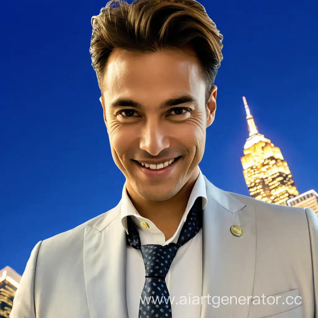 Businessman-in-Gray-Suit-Amid-Flying-Dollar-Coins-and-Skyscrapers