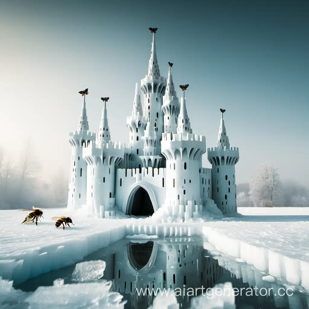 Enchanting-White-Ice-Castle-and-Beehives-Landscape