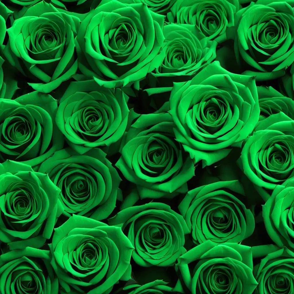 Vibrant Kelly Green Roses Blooming in Spring Garden