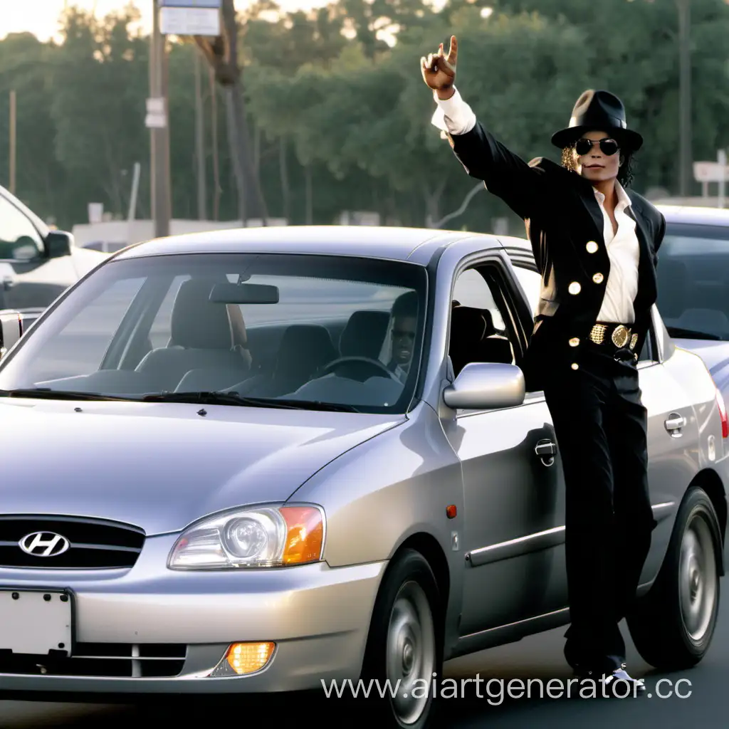 Майкл Джексон едет на Машине Hyundai accent