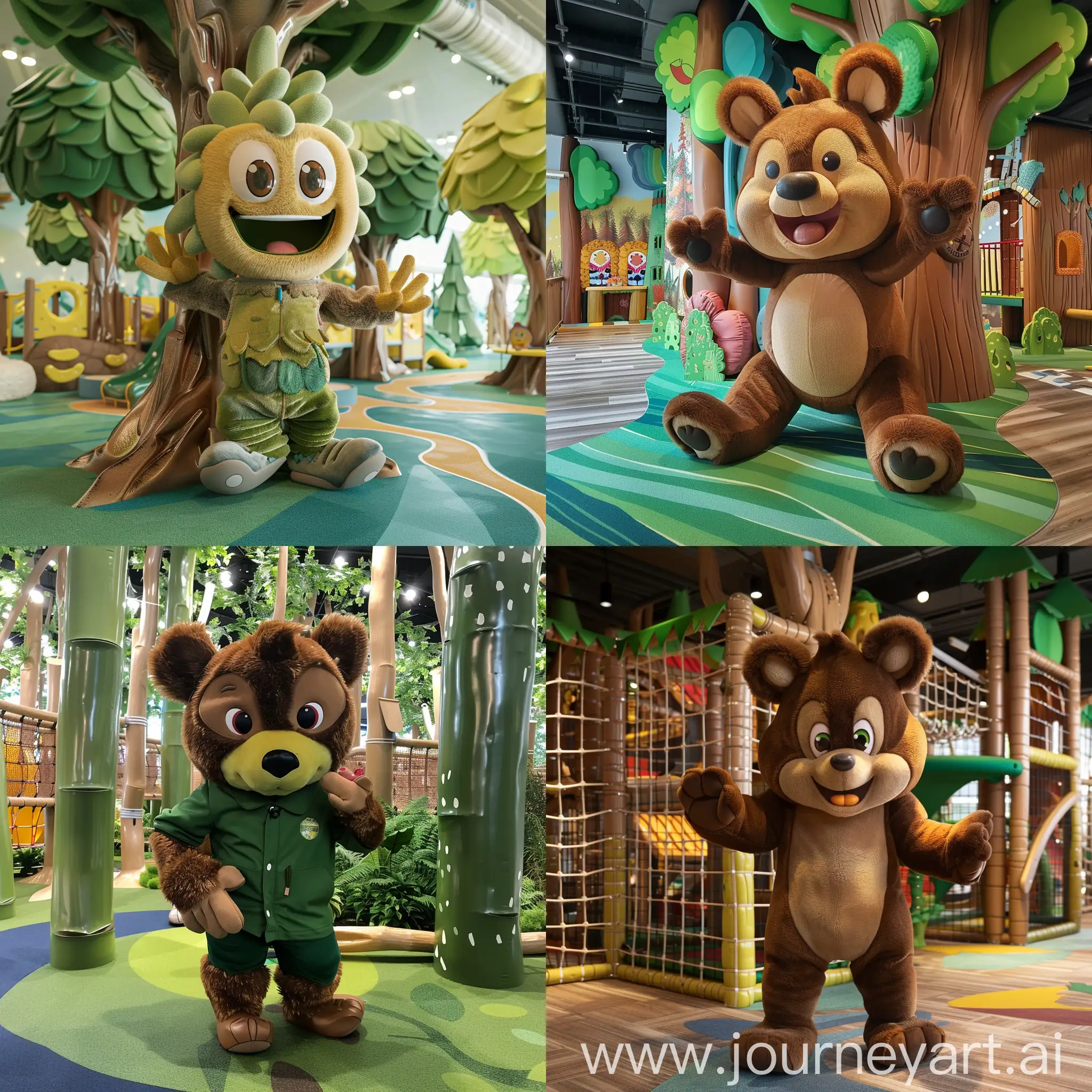 Forest-Themed-Indoor-Playground-Mascot-in-Pixar-Style