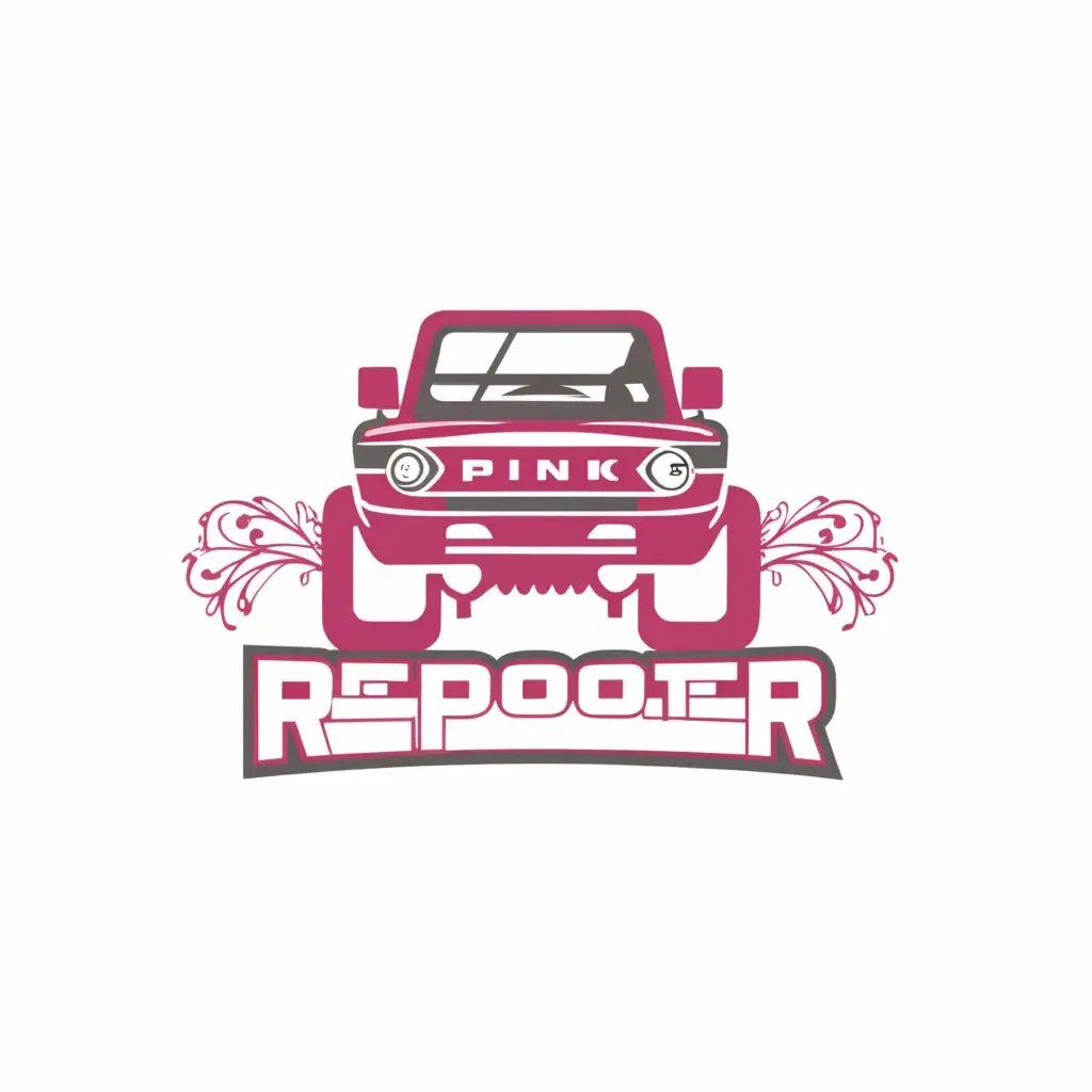 a logo design,with the text "Pink Reporter", main symbol:Ford Bronco,Moderate,be used in Entertainment industry,clear background