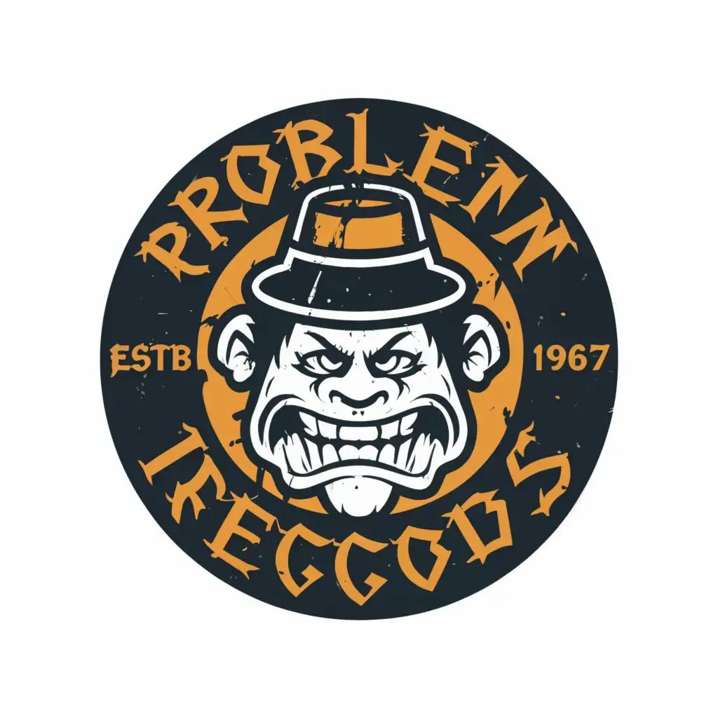 a logo design,with the text "Problem Neighbor Records", main symbol:Goon,complex,be used in Entertainment industry,clear background