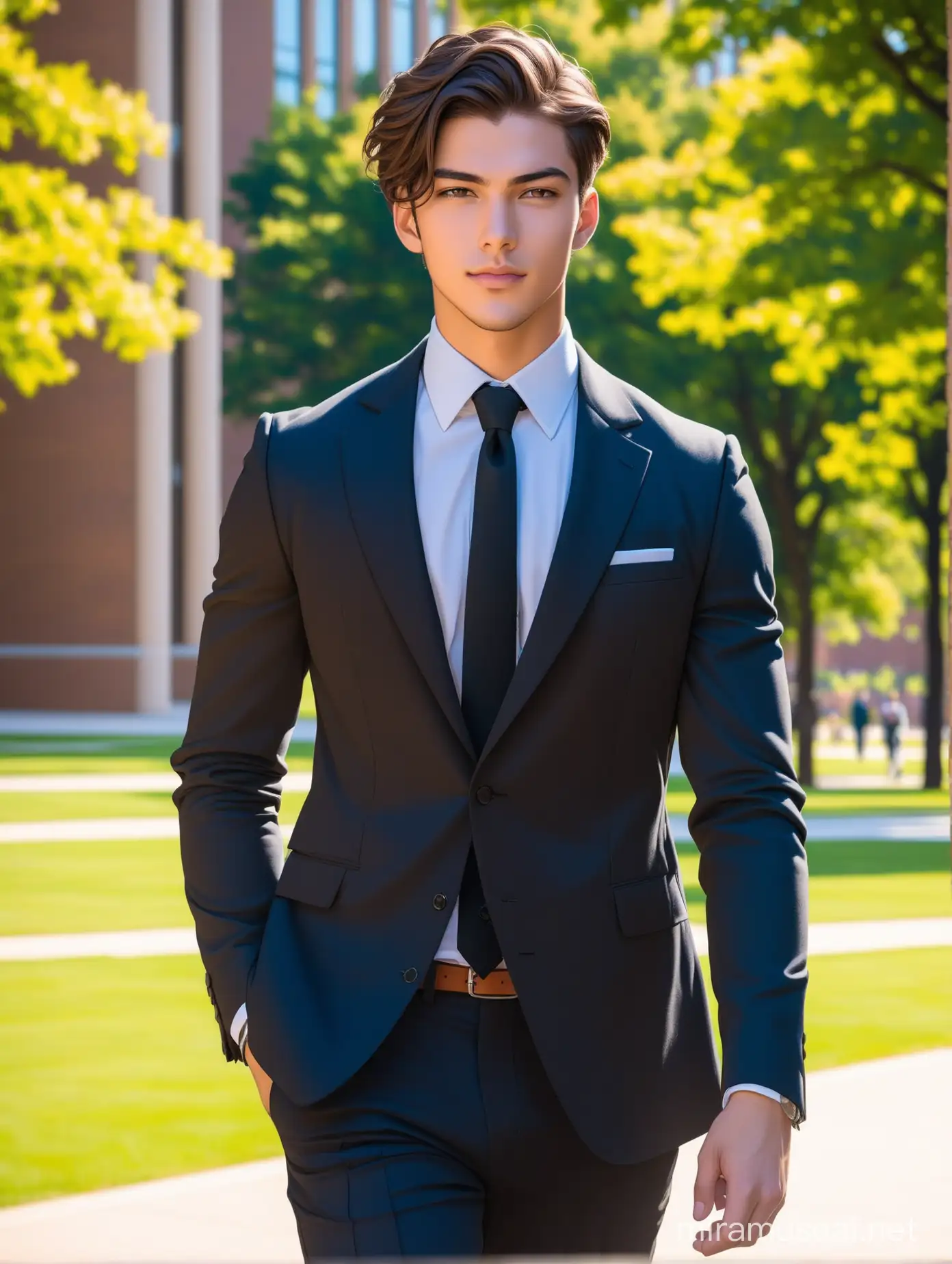 Young Professional in Suit on University Campus