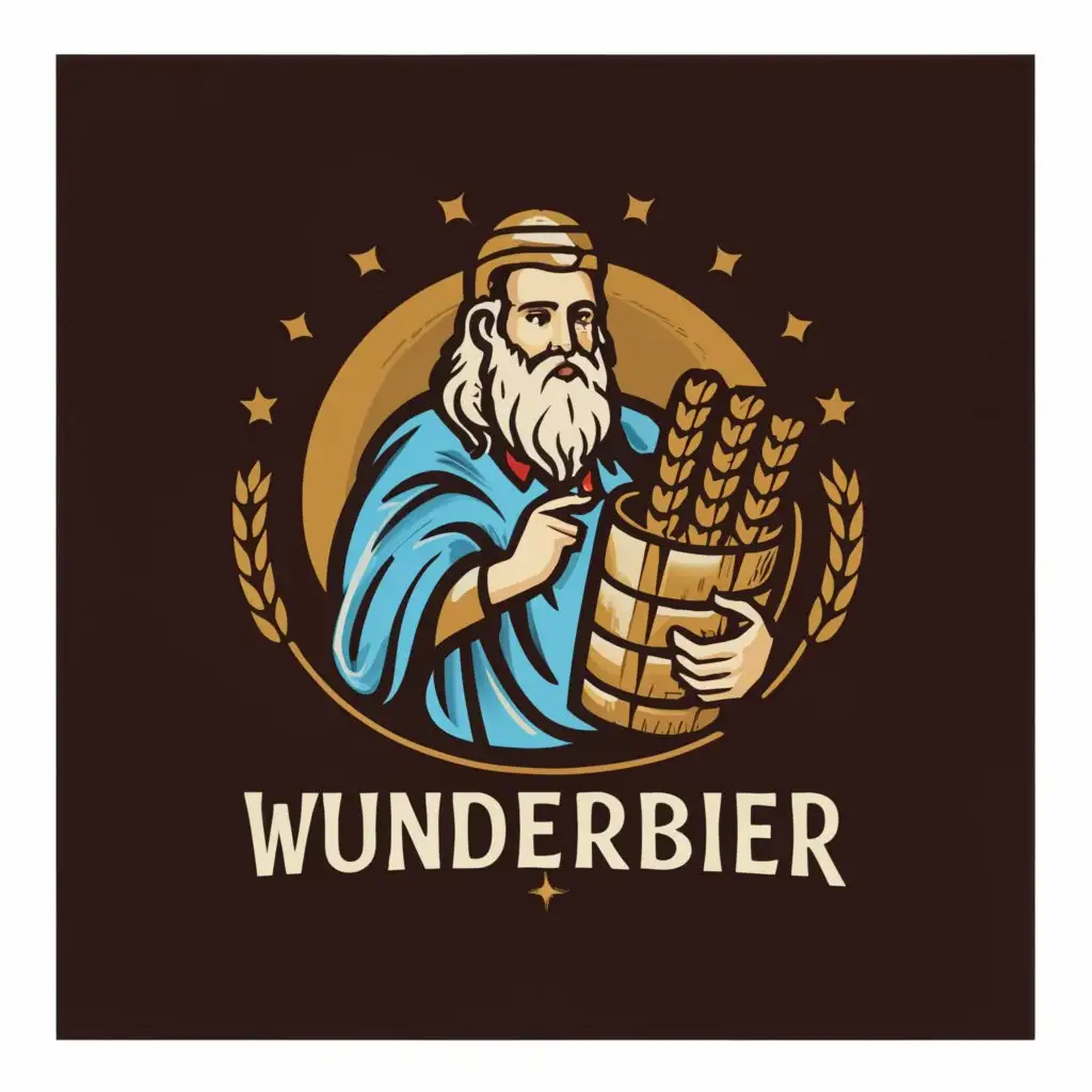a logo design,with the text "Wunderbier", main symbol:Moses holding a crate of beer,Moderate,clear background