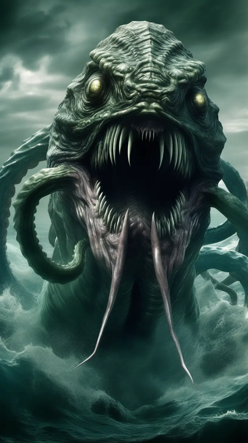 Leviathan Lovecraftian Horror Creature in HyperRealistic Style