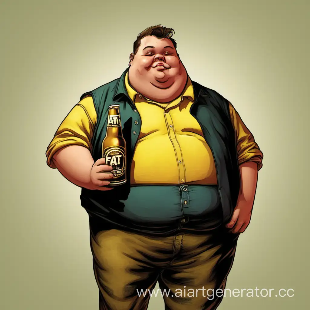 Fat boy, with beer in hand, 144p
