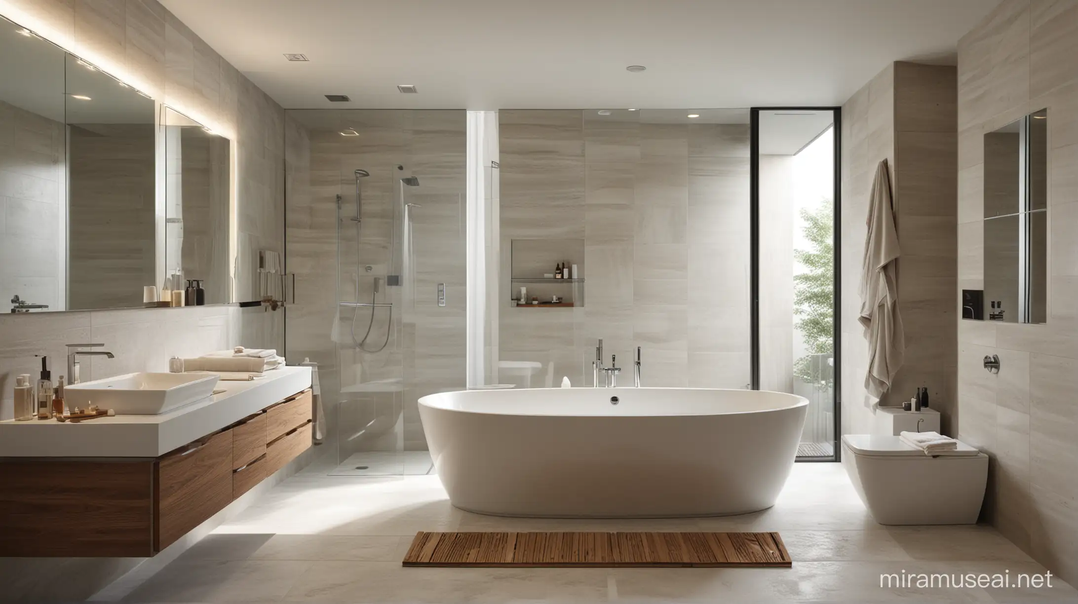Contemporary Bathroom Interior with Minimalist Design and Natural Lighting