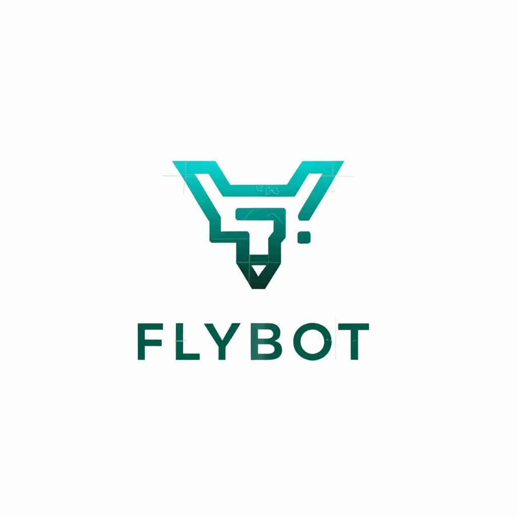 a logo design,with the text "FlyBot", main symbol:Some technology thing, a robot,Moderate,be used in Technology industry,clear background