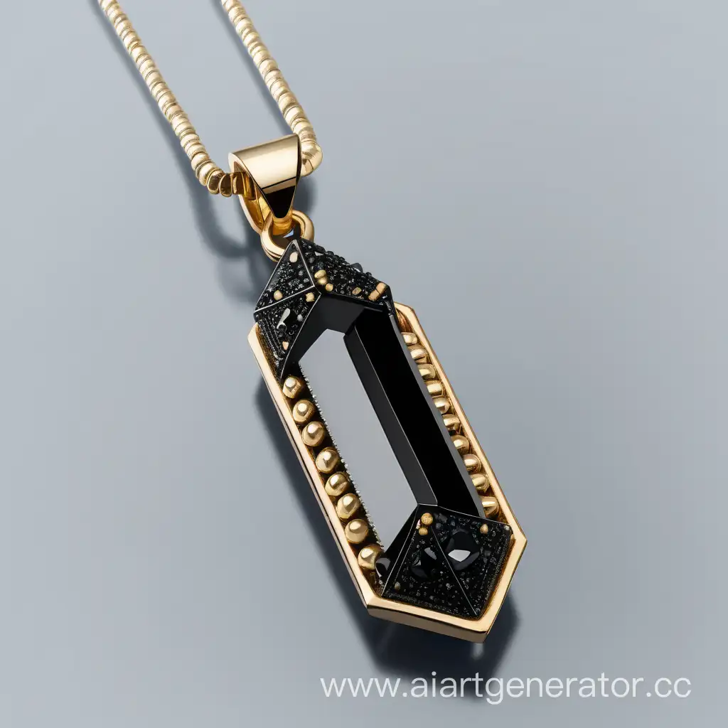 Hexal-Black-Crystal-Pendant-with-Gold-Bead-Detailing