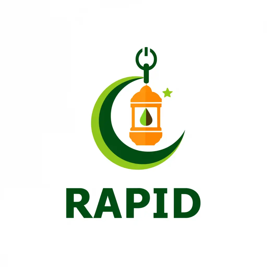 a logo design,with the text "rap1d", main symbol:Islam, lantern mixed with medic logo, green,Minimalistic,be used in Religious industry,clear background