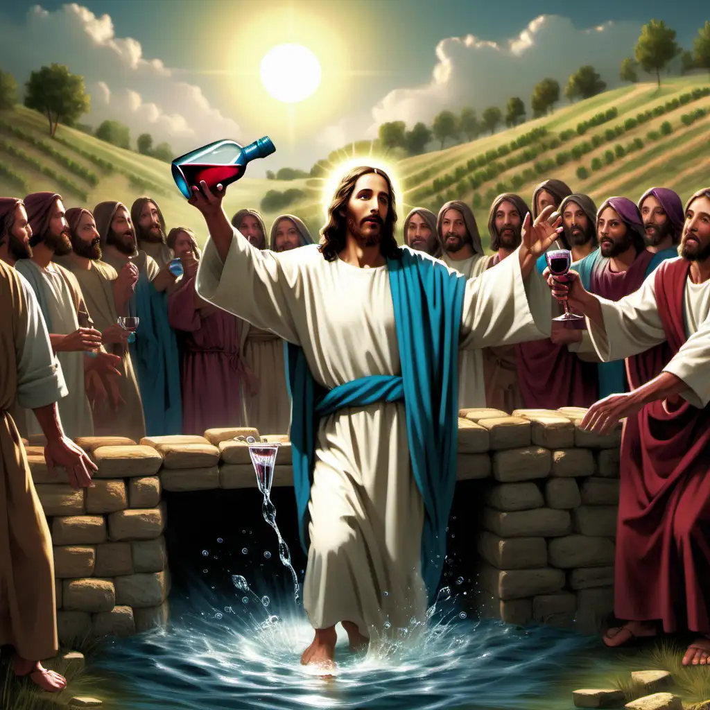Miraculous Transformation Water to Wine by Jesus