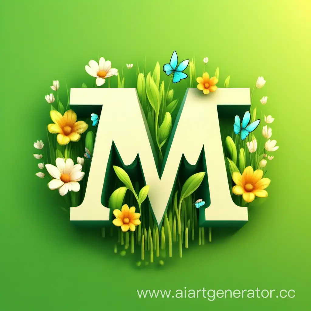 M-Letter-Logo-on-Springlike-Background