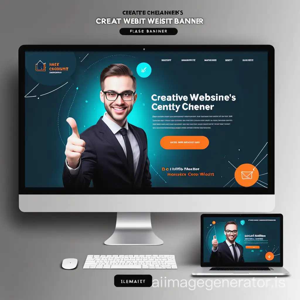 create creative website banner and Please keep Person's image in the center and above his image please mention these points. ● Email Newsletters ● Live Webinars ● Cheatsheets ● Q