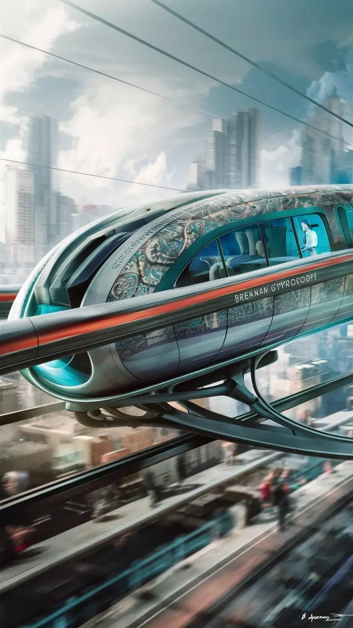 Futuristic Brennan Gyroscope Monorail in Urban Setting
