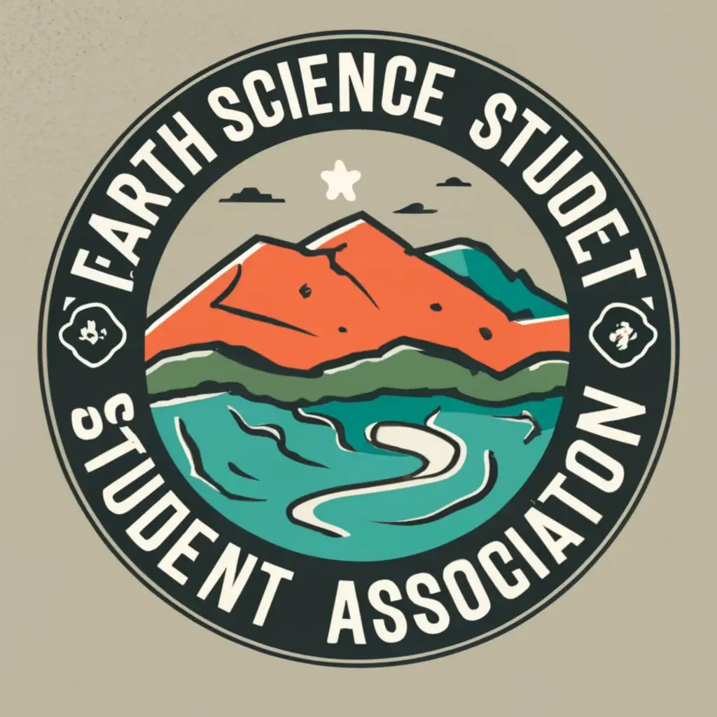 logo, horizontal  Stratigraphic realistic layers including soil layers and rock layers and an aquifer. Make it a circle
, with the text "Earth Science Student Association", typography, be used in Education industry