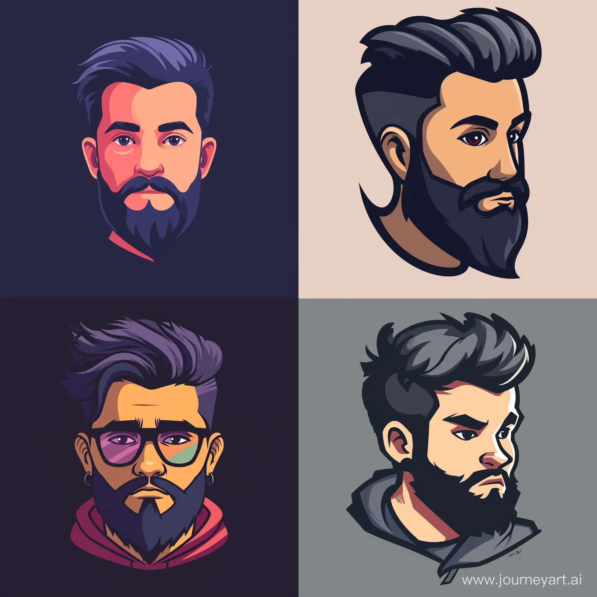 create a 2d logo for a "Chad, in solana color theme, with a beard