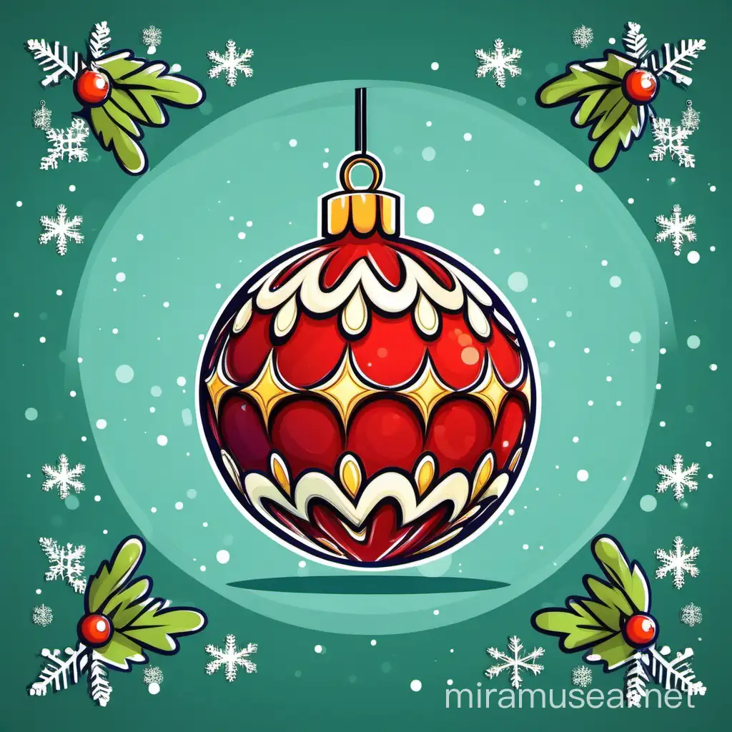 Festive Christmas Tree Ball in Cheerful Vector Cartoon Style