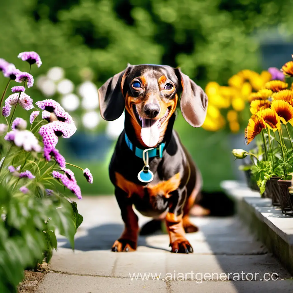 Joyful-Dachshund-Delighting-in-Garden-Play