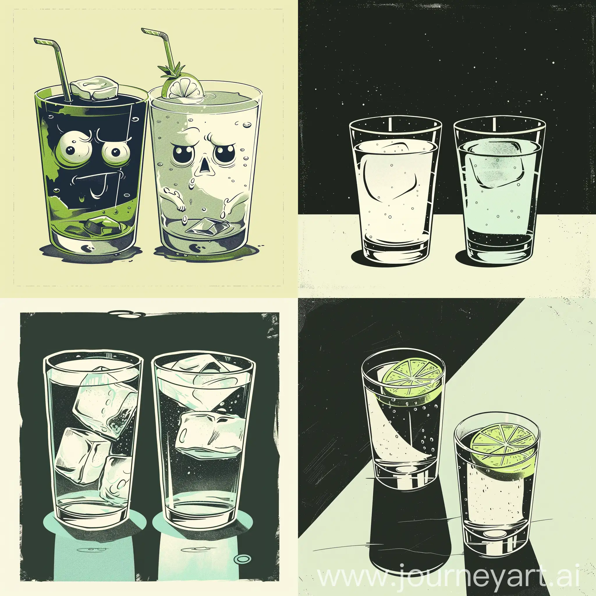 Vintage-Comic-Style-Gins-and-Tonics-Minimalist-Cartooning