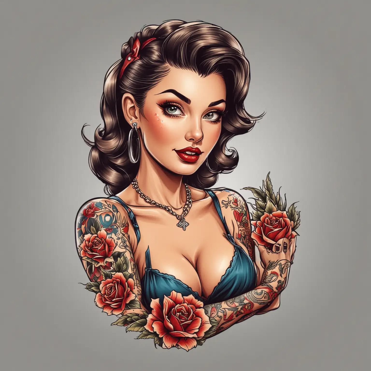 tattoo pin up vector, no background 