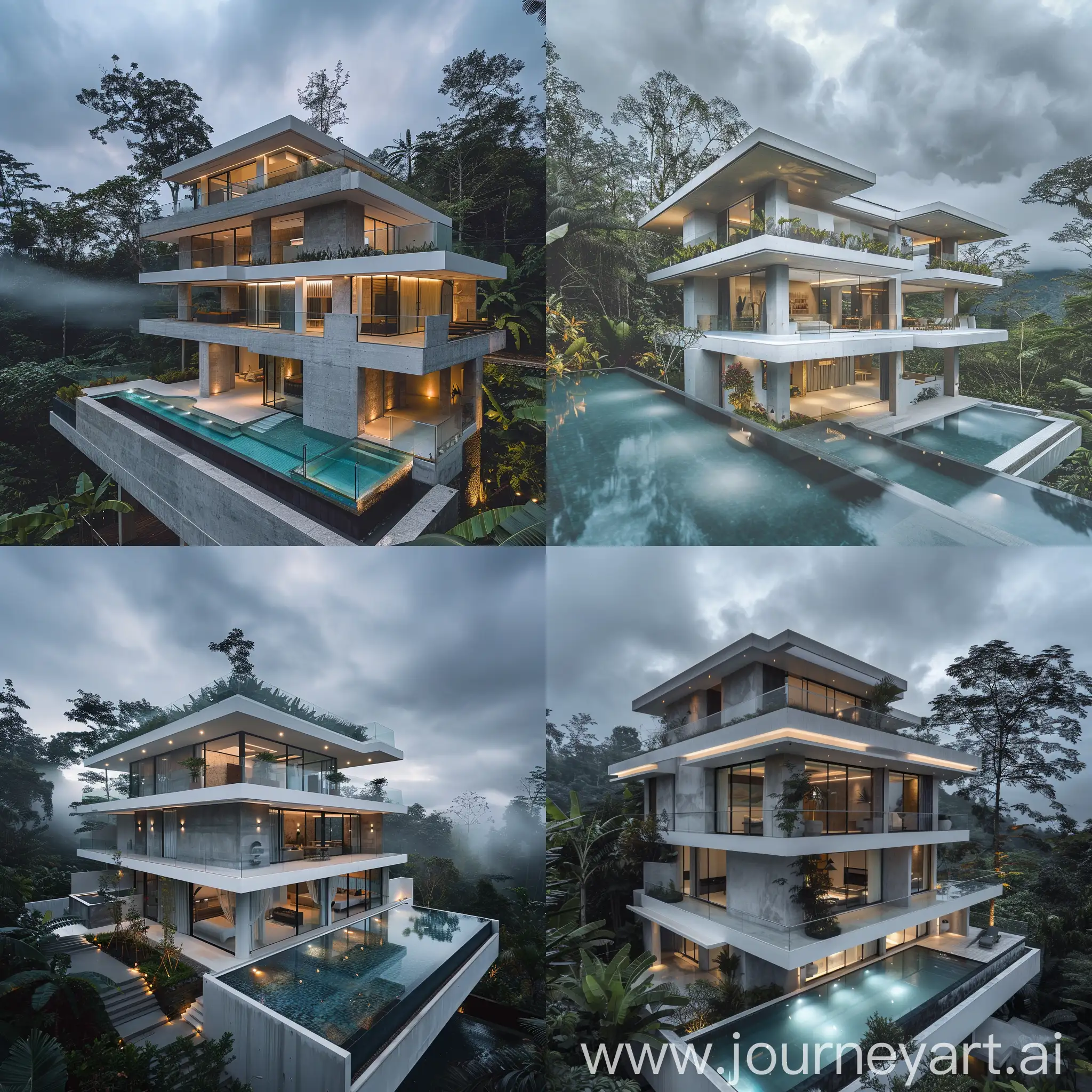Luxurious-ThreeStory-Concrete-Villa-with-Infinity-Pool-in-Tropical-Forest