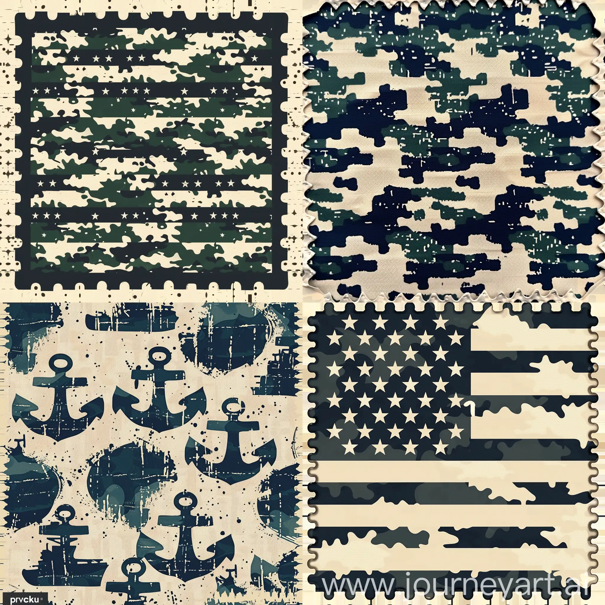 Navy-United-States-Camouflage-Pattern-Creative-Stamp-Art
