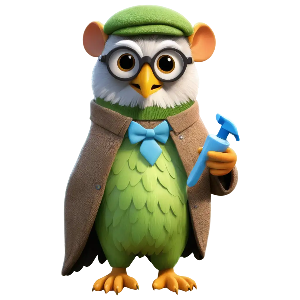 Doctor-Owl-PNG-Teaching-Two-Little-Animals-Green-and-Blue-Mice-to-Brush-Their-Teeth