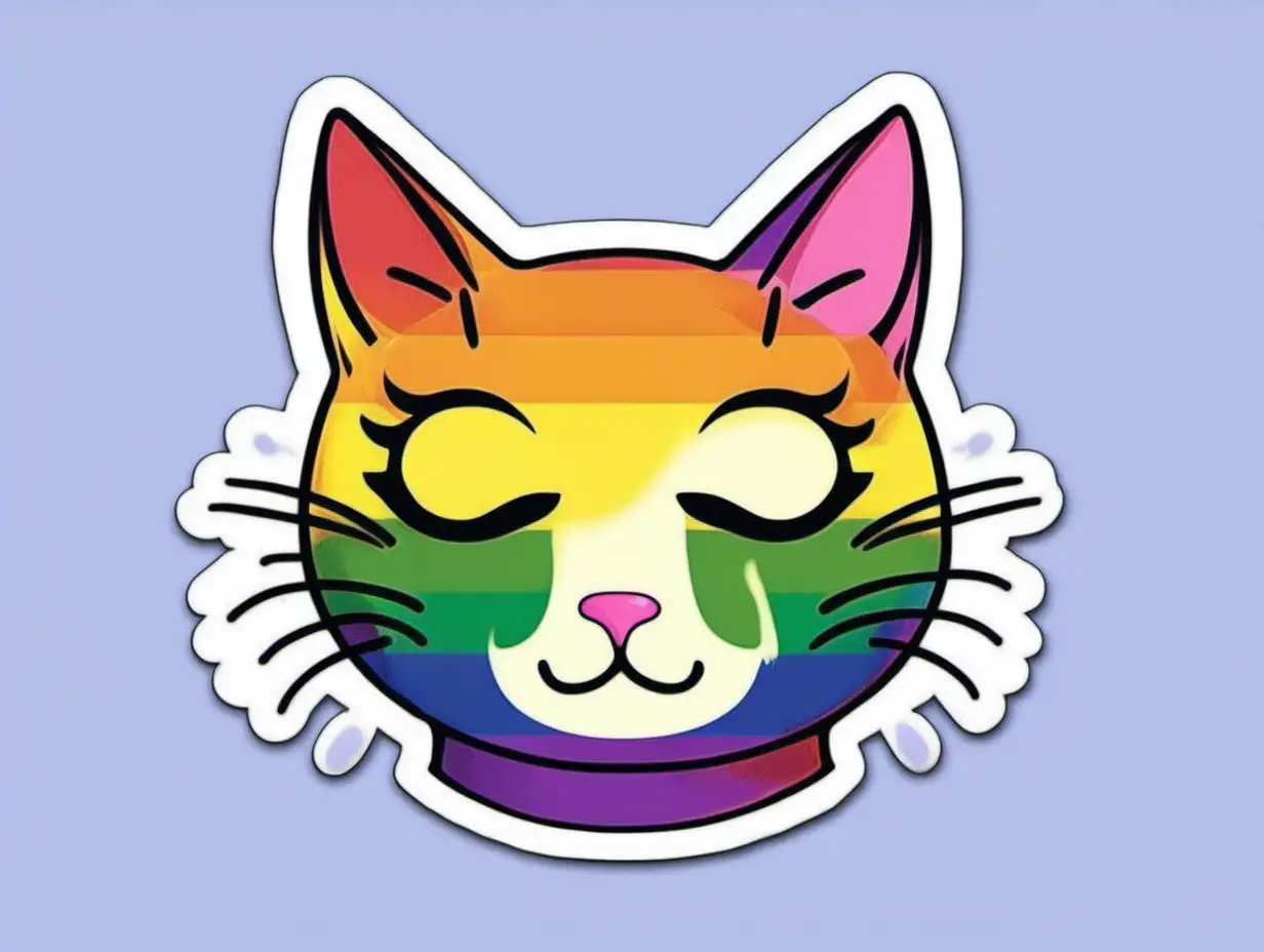 Colorful LGBT Cat Sticker for LGBTQ Pride Enthusiasts