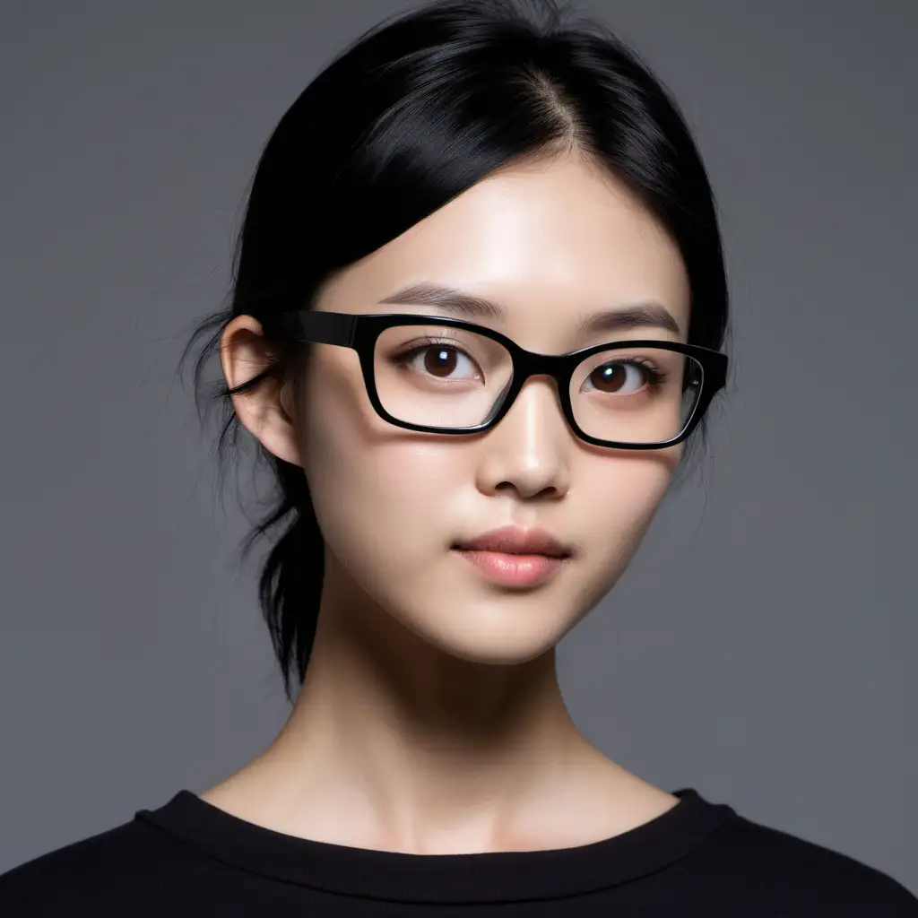 Taiwanese female. Mid 20's. 6'4". Kinda geeky . High cheekbones. Black hair, grey eyes. Model like looks. Wears glasses.