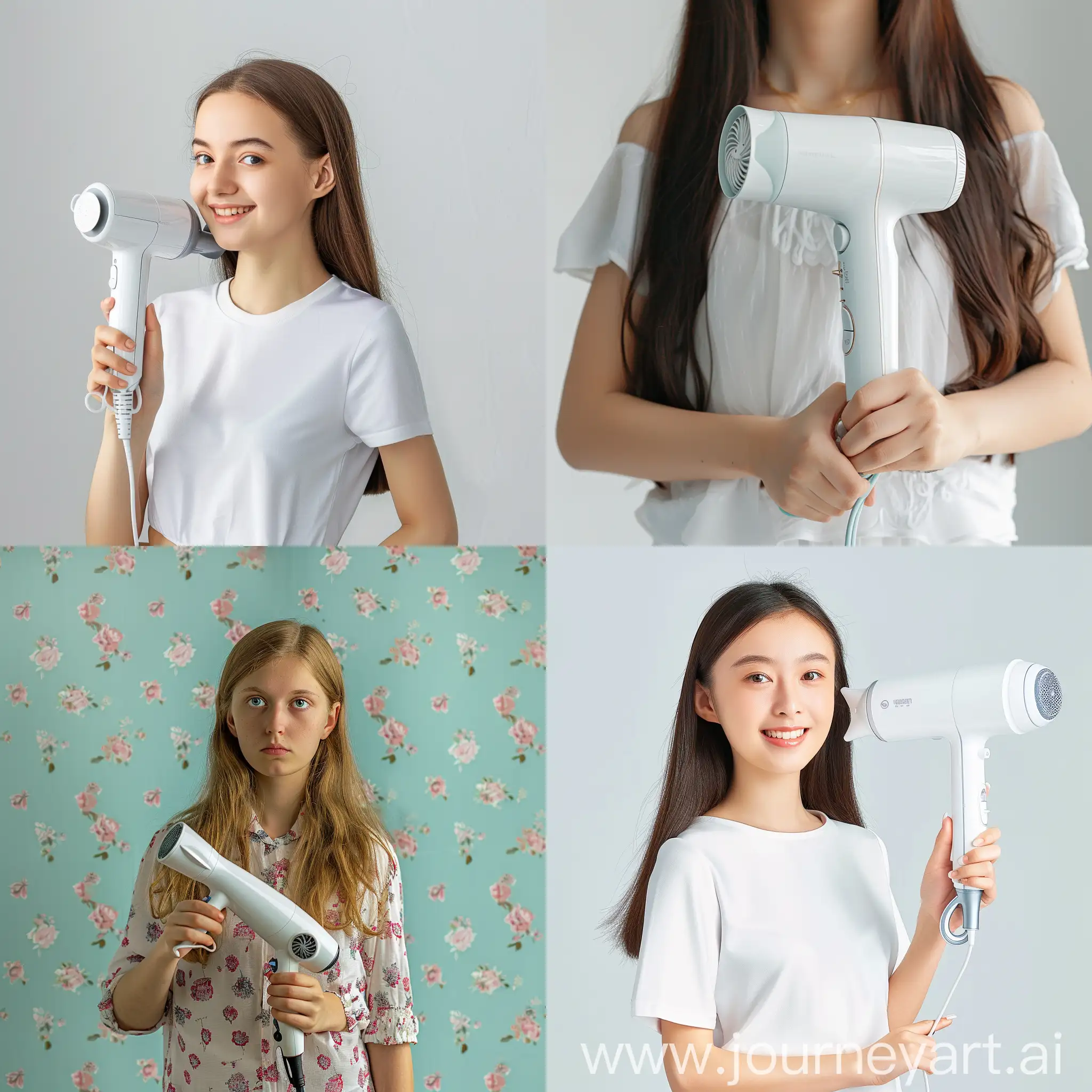 Young-Girl-Holding-Hairdryer-in-Square-Frame