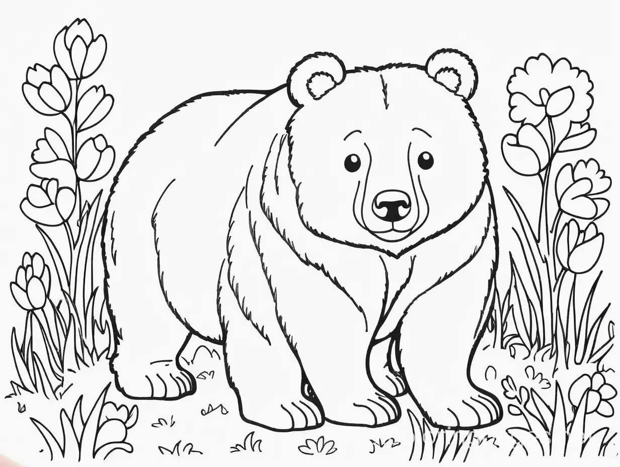 Mama-Bear-Coloring-Page-Simple-Line-Art-on-White-Background