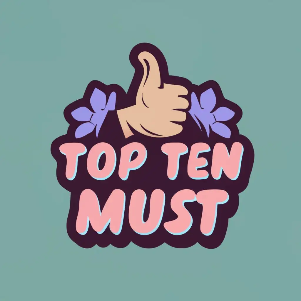 logo, thumbs up, with the text "Top Ten Must", typography, be used in Travel industry
