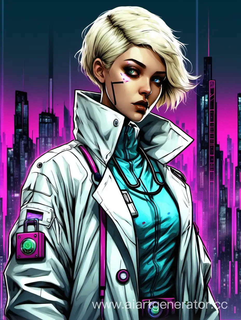 Blond-Girl-Doctor-in-Futuristic-Cyberpunk-Coat