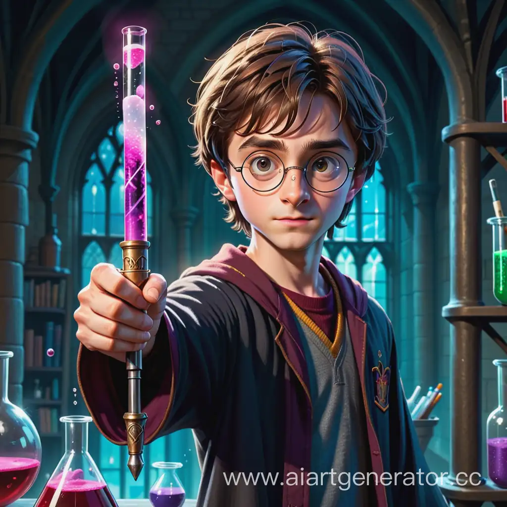 Wizard-with-Sword-and-Test-Tube-Casting-Magical-Experiment